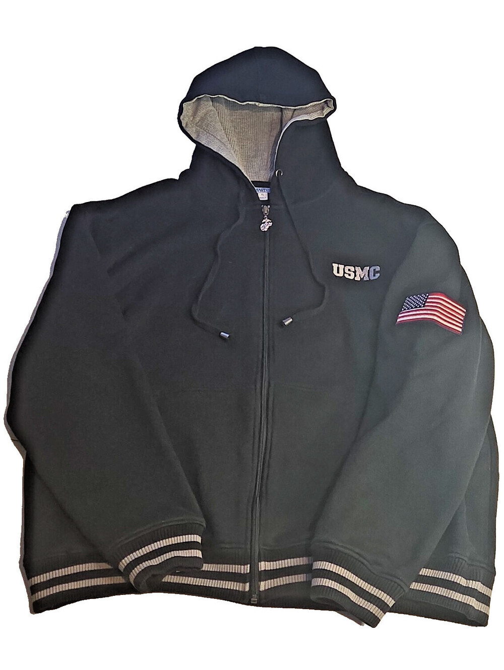 Bradford Exchange USMC Freedom Fighter Hoodie XL Marines Eagle Flag Full Zip